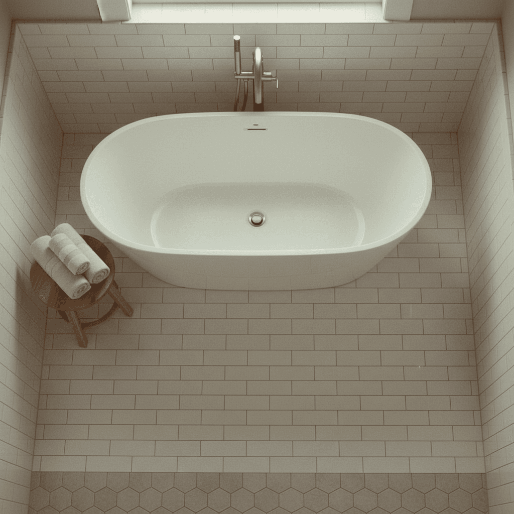 Bath remodel with soaking tub and subway tile