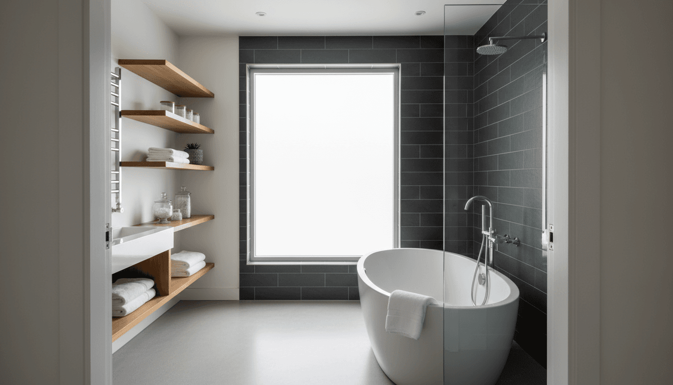 Modern bathroom with walk-in shower