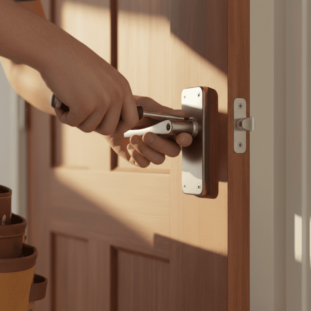 Close-up of hands installing a mailbox